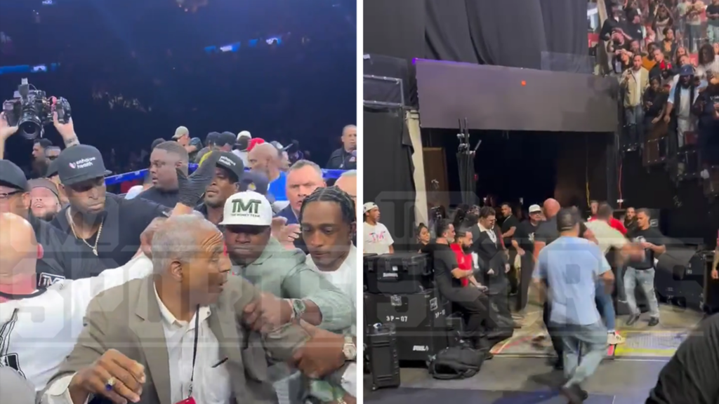 floyd-mayweather,-john-gotti-iii-exhibition-fight-ends-in-chaos,-multiple-brawls