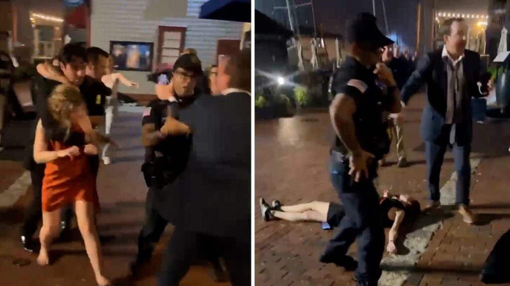 wedding-party-brawls-with-cops,-kicks-officer-in-crotch-in-wild-video
