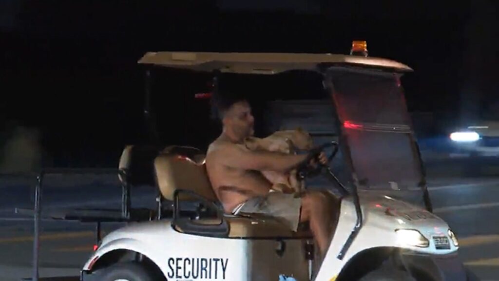 shirtless-man-in-golf-cart-leads-los-angeles-cops-on-slow-speed-pursuit