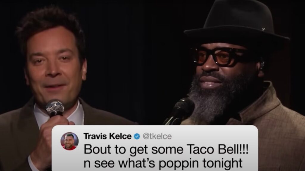 see-jimmy-fallon-and-black-thought-put-travis-kelce’s-tweets-to-song