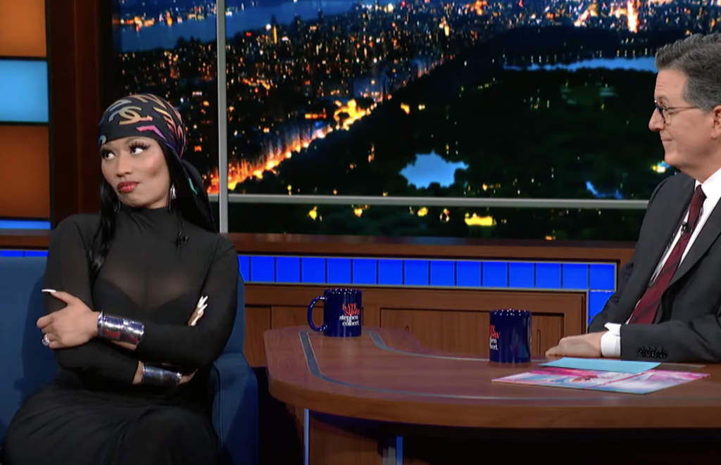watch-nicki-minaj-profess-her-love-for-stephen-colbert-in-mini-rap-battle